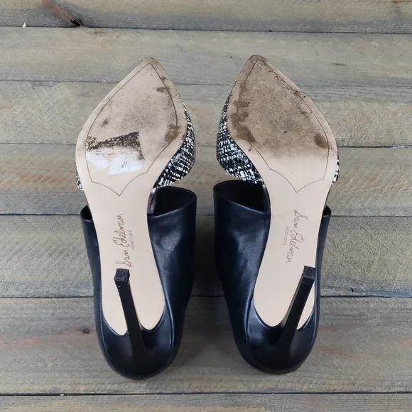 Sam Edelman Woman's  Leather Monroe  Heels  Black White - Picture 5 of 12